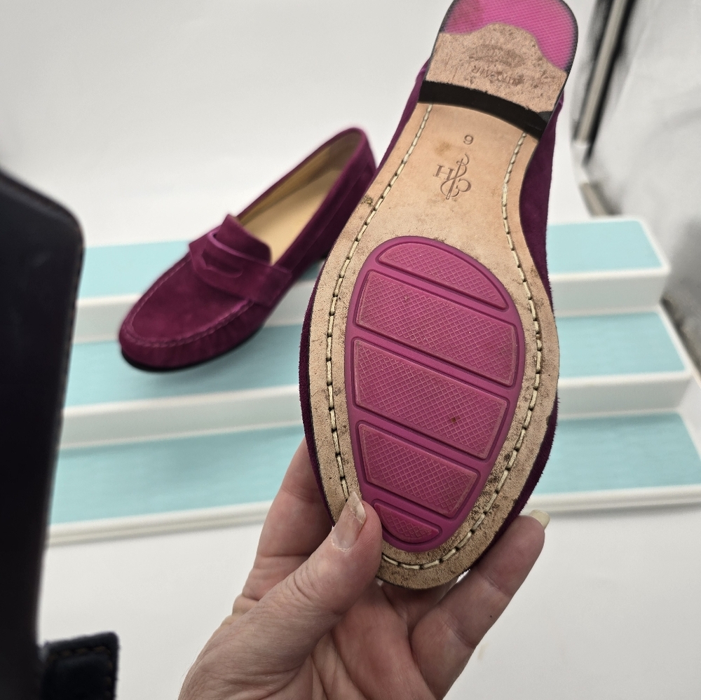 Cole Haan Monroe Suede Penny Loafer in Pink Raspberry - Picture 4 of 7
